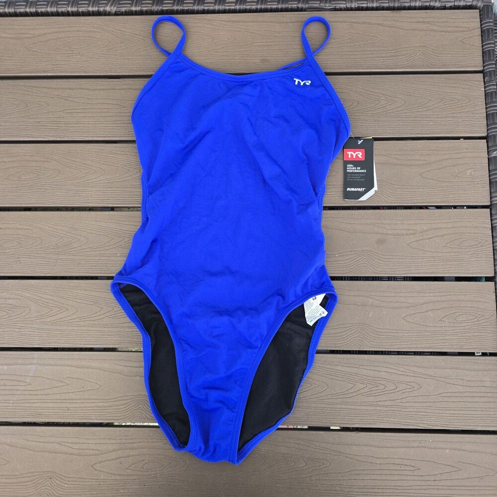 TYR Womens Durafast One Royal Blue Cutoutfit One Piece Swim Sz 32 New